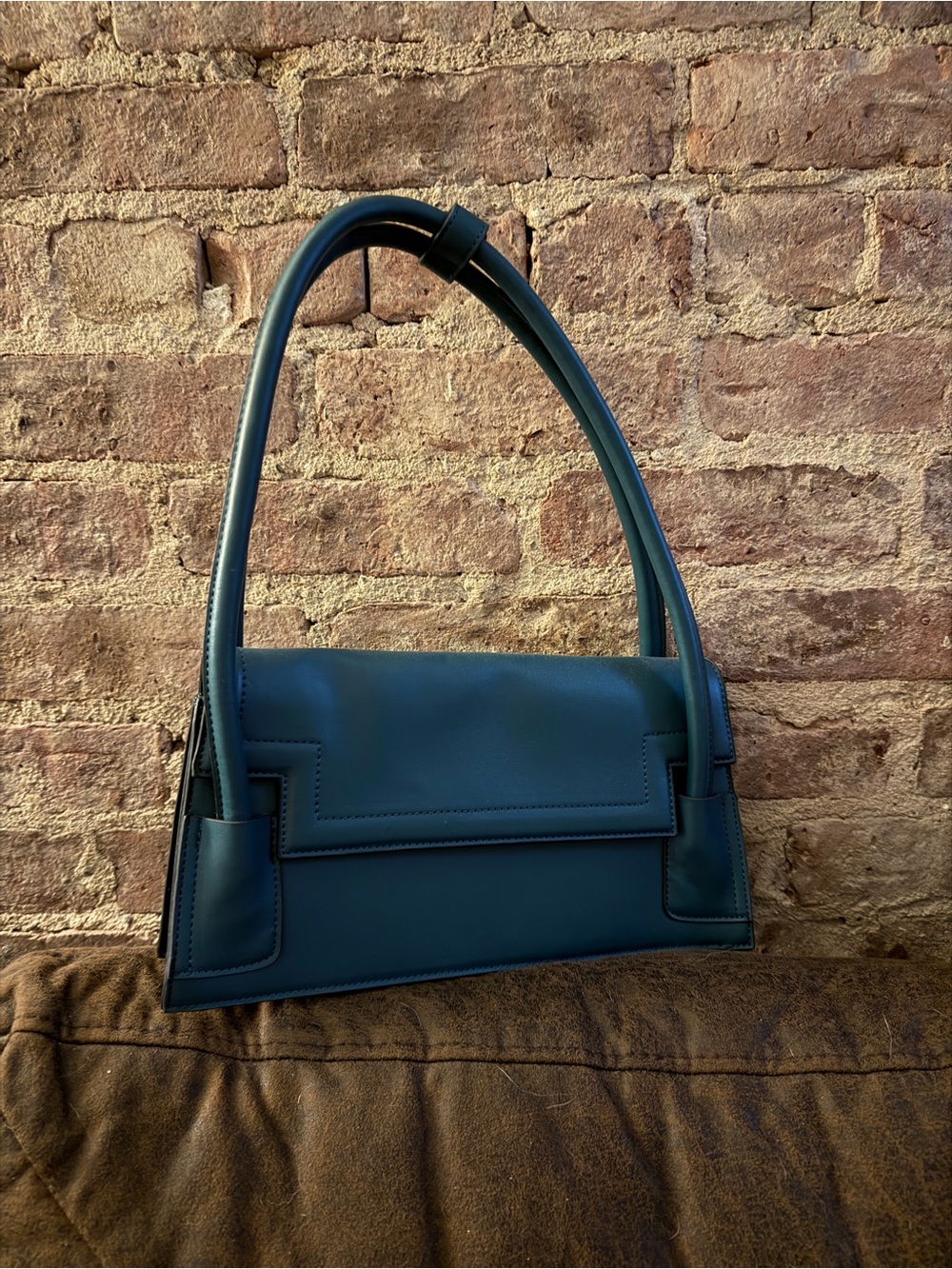 Classic Structured Shoulder Bag in Teal